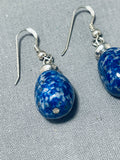 Amazing Native American Navajo Lapis Sterling Silver Earrings-Nativo Arts