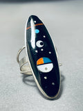 Amazing Native American Navajo Turquoise Sunface Sterling Silver Ring-Nativo Arts