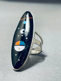 Amazing Native American Navajo Turquoise Sunface Sterling Silver Ring-Nativo Arts
