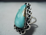 Amazing Navajo Native American Green Turquoise Sterling Silver Ring-Nativo Arts