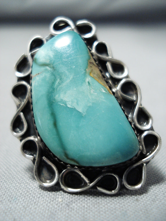 Amazing Navajo Native American Green Turquoise Sterling Silver Ring-Nativo Arts