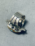 Amazing San Felipe Signed 8 Turquoise Sterling Silver Ring-Nativo Arts