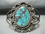 Amazing Signed Vintage Native American Navajo Morenci Turquoise Sterling Silver Bracelet-Nativo Arts