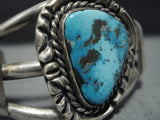Amazing Vintage Native American Jewelry Navajo Blue Turquoise Sterling Silver Braqcelet Old-Nativo Arts