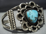 Amazing Vintage Native American Jewelry Navajo Turquoise Sterling Silver Bracelet Cuff Old-Nativo Arts