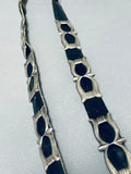 Amazing Vintage Native American Navajo 9 Large Sterling Silver Conchos Black Leather Concho Belt-Nativo Arts