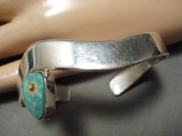 Amazing Vintage Native American Navajo Arny Maloney Green Turquoise Sterling Silver Bracelet-Nativo Arts