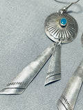 Amazing Vintage Native American Navajo Blue Gem Turquoise Sterling Silver Earrings-Nativo Arts