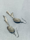 Amazing Vintage Native American Navajo Blue Gem Turquoise Sterling Silver Earrings-Nativo Arts