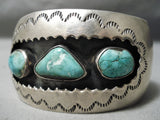 Amazing Vintage Native American Navajo Carico Lake Turquoise Sterling Silver Bracelet Old-Nativo Arts