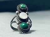 Amazing Vintage Native American Navajo Early Green Turquoise Sterling Silver Ring Old-Nativo Arts