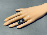 Amazing Vintage Native American Navajo Early Green Turquoise Sterling Silver Ring Old-Nativo Arts