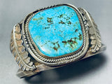 Amazing Vintage Native American Navajo Huge Pilot Mountain Turquoise Sterling Silver Bracelet-Nativo Arts