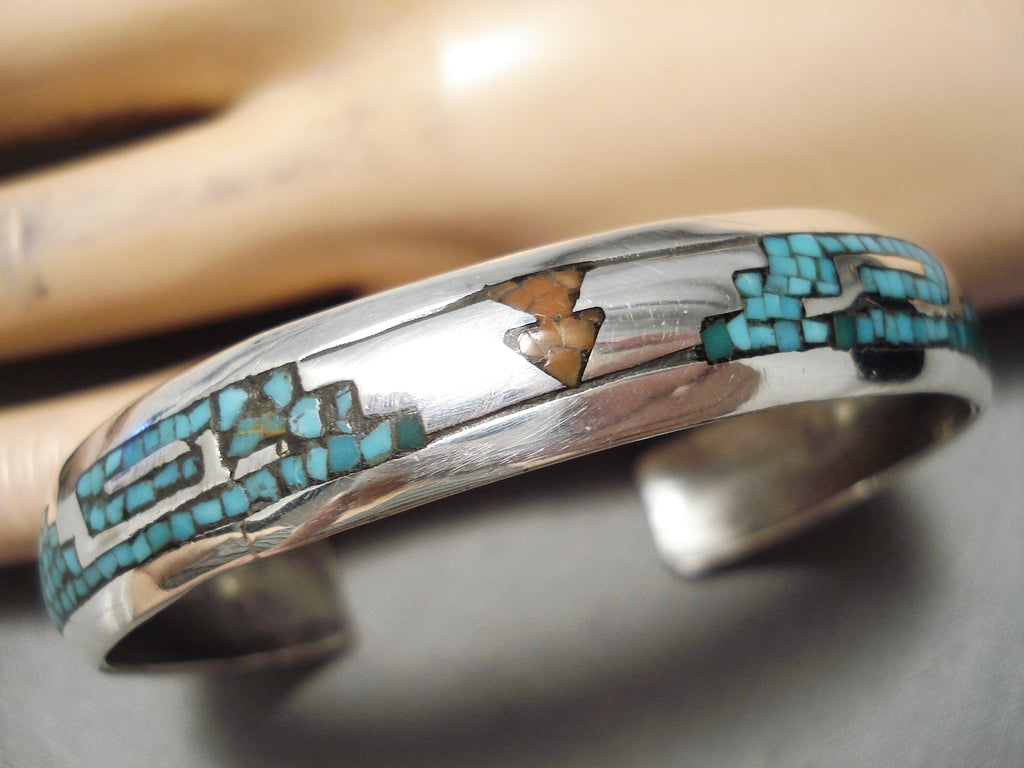 Amazing Vintage Native American Navajo Juan Singer Turquoise Coral