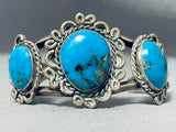 Amazing Vintage Native American Navajo Old Morenci Turquoise Sterling Silver Bracelet-Nativo Arts