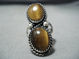 Amazing Vintage Native American Navajo Tiger's Eye Sterling Silver Ring Old-Nativo Arts