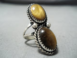 Amazing Vintage Native American Navajo Tiger's Eye Sterling Silver Ring Old-Nativo Arts