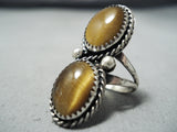 Amazing Vintage Native American Navajo Tiger's Eye Sterling Silver Ring Old-Nativo Arts