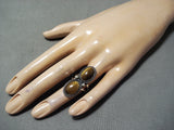 Amazing Vintage Native American Navajo Tiger's Eye Sterling Silver Ring Old-Nativo Arts