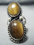Amazing Vintage Native American Navajo Tiger's Eye Sterling Silver Ring Old-Nativo Arts