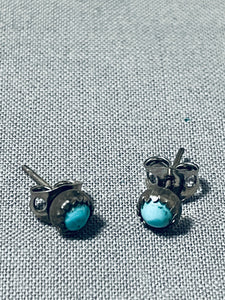 Amazing Vintage Native American Navajo Turquoise Sterling Silver Earrings-Nativo Arts