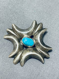 Amazing Vintage Native American Navajo Turquoise Sterling Silver Pin-Nativo Arts