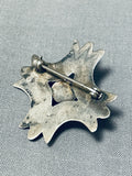 Amazing Vintage Native American Navajo Turquoise Sterling Silver Pin-Nativo Arts