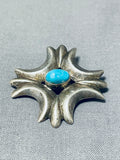 Amazing Vintage Native American Navajo Turquoise Sterling Silver Pin-Nativo Arts