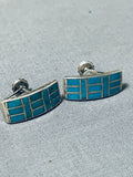 Amazing Vintage Native American Zuni Turquoise Sterling Silver Earrings-Nativo Arts