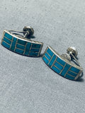Amazing Vintage Native American Zuni Turquoise Sterling Silver Earrings-Nativo Arts