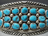Amazing Vintage Navajo 33 Turquoise Sterling Silver Bracelet Native American-Nativo Arts