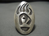 Amazing Vintage Navajo Bear Track Sterling Silver Native American Ring-Nativo Arts