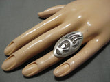Amazing Vintage Navajo Bear Track Sterling Silver Native American Ring-Nativo Arts