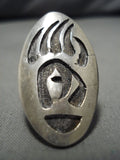 Amazing Vintage Navajo Bear Track Sterling Silver Native American Ring-Nativo Arts