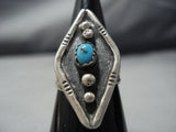 Amazing Vintage Navajo Domed Turquoise Sterling Silver Native American Jewelry Ring Old-Nativo Arts