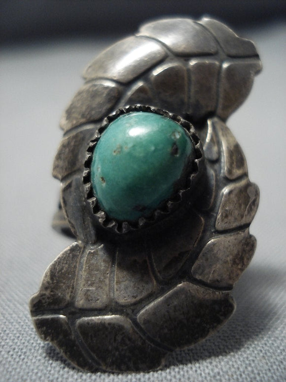 Amazing Vintage Navajo Green Turquoise Native American Jewelry Sterling Silver Ring-Nativo Arts