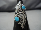 Amazing Vintage Navajo Sterling Silver Native American Turquoise Ring Old-Nativo Arts