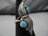 Amazing Vintage Navajo Sterling Silver Native American Turquoise Ring Old-Nativo Arts