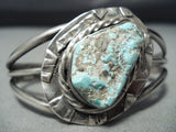 Amazing Vintage Navajo Turquoise Sterling Silver Bracelet Native American Old-Nativo Arts