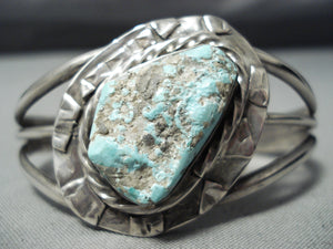 Amazing Vintage Navajo Turquoise Sterling Silver Bracelet Native American Old-Nativo Arts