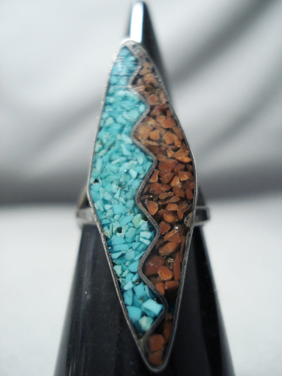 Amazing Vintage Navajo Turquoise Sterling Silver Ring Native American Old-Nativo Arts