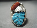 Amazing Vintage Zuni Turquoise Sterling Silver Ring Native American Old-Nativo Arts