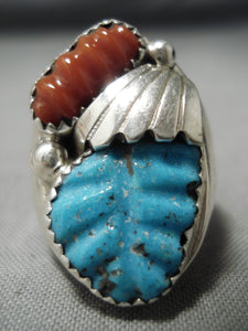 Amazing Vintage Zuni Turquoise Sterling Silver Ring Native American Old-Nativo Arts