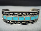 Animal Fetish Vintage Native American Navajo Turquoise Sterling Silver Bracelet-Nativo Arts