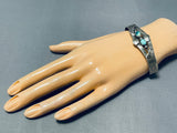 Ann Becenti Vintage Native American Navajo Blue Gem & Royston Turquoise Sterling Silver Bracelet-Nativo Arts