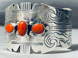 Ann Burnside Vintage Native American Navajo Coral Sterling Silver Bracelet-Nativo Arts