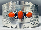 Ann Burnside Vintage Native American Navajo Coral Sterling Silver Bracelet-Nativo Arts
