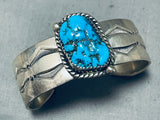 Annie Chapo Vintage Native American Navajo Old Kingkan Turquoise Sterling Silver Bracelet-Nativo Arts