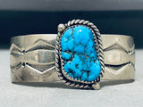 Annie Chapo Vintage Native American Navajo Old Kingkan Turquoise Sterling Silver Bracelet-Nativo Arts
