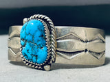 Annie Chapo Vintage Native American Navajo Old Kingkan Turquoise Sterling Silver Bracelet-Nativo Arts